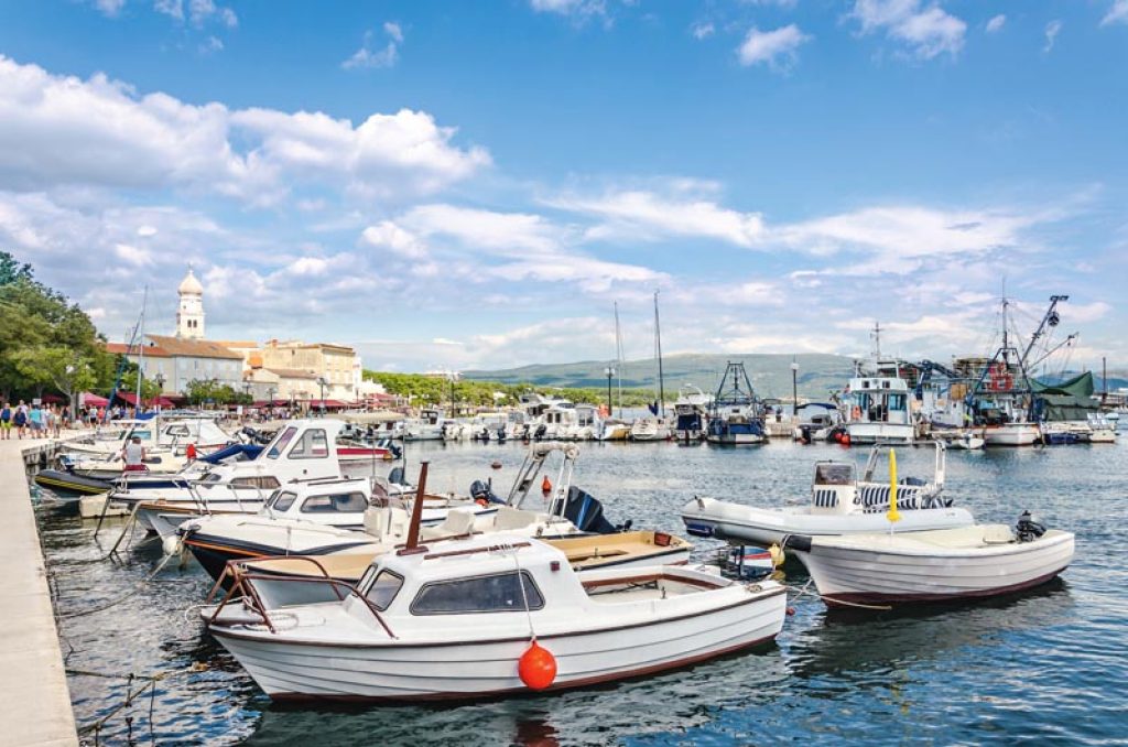 Harbor in Krk Town, Island Krk in Croatia