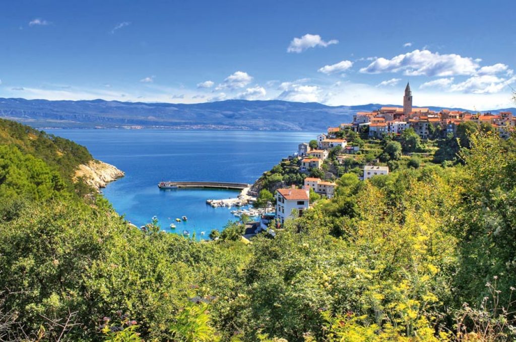 Town of Vrbnik green landscape